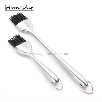 China Easily cleaned 12 inch long stainless steel handle with silicone bristle BBQ basting brush for sale