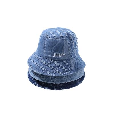 China Fashion \2021 Wholesale Good Quality Comfortable Ladies Luxury Distressed Summer Fashion Designer Cool Denim Washed Bucket Hat \durable Jean for sale