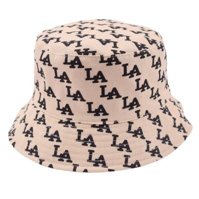 China Fashion \La Amazom Hot Selling Comfortable \Durable Casual Men Black Loose Cotton Double Sided Reversible Bucket Hat Caps With All Overprint Printing In Guangzhou for sale