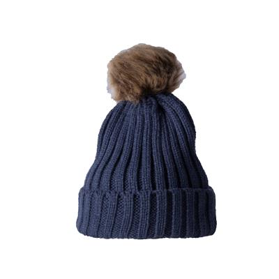 China Wholesale COMMON Design Popular Design Cotton Skein Crochet Women's Custom Warm 100% Pompom Knitted Beanie Hat With Pompom for sale