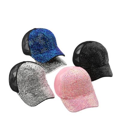 China New Arrival 2021 COMMON European USA Style Women Fashion Bling Baseball Caps Rhinestone Trucker Hat For Ladies Women Hats for sale