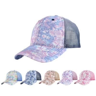 China OEM COMMON High Quality Summer Custom Mesh Polyester Tie Dye Graffiti Print Trucker Outdoor Hats for sale