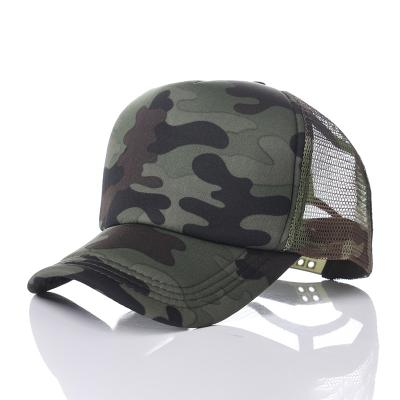 China Manufacturer Wide Mesh Foam Hats Trucker Cap Custom Sublimation Design COMMON Logo Camo Camouflage Mens Blank for sale