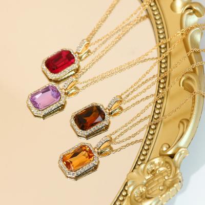 China Custom Made High Quality U Chunky Necklaces Fashion 18K Real Gold Plated Stainless Steel Jewelry Gemstone Necklace For Women for sale