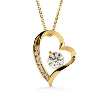 China Fashion Real U Jewelry Custom Made Jewelry 2021 Romantic Personalized Necklace Gifts Love Forever Heart Pendant With Sparkling Zircon In Stainless Steel Double Layer Jewelry for sale