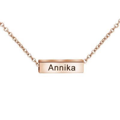 China TRENDY 18K Gold Plated Horizontal Bar Necklace Vertical Bar Necklace Engraved Date Coordinates Custom Necklace for sale