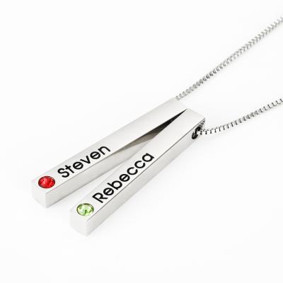 China TRENDY Custom Necklace Vertical Bar For Mom Personalized Name Necklace Birthstone Jewelry Necklace For Couples for sale