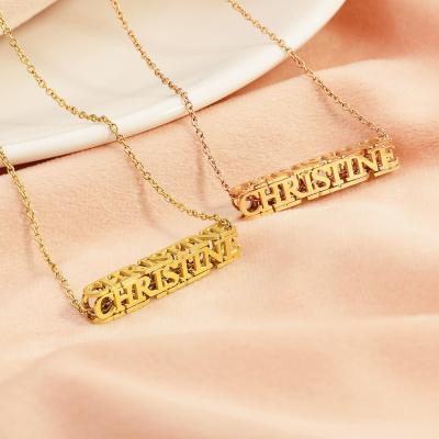 China TRENDY 18K Gold Plated Steel Personalized Gothic 3D Name Necklace Personalized Jewelry For Her Custom Christmas Gifts For Girls for sale