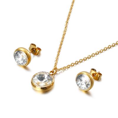 China 2022 Ethnic Real U Statement Jewelry Fine Zircon High Quality Jewelry Sets Fashion 18K Gold Plated Stainless Steel Jewelry Sets for sale