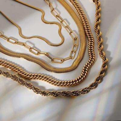 China FASHIONABLE INS Tranish Chunky Necklaces Fashion 18K Real U High Quality Free Gold Plated Stainless Steel Jewelry Necklace For Women for sale