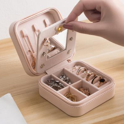 China Versatility to Store Portable Mini Jewelry Box Leather Jewelery Box Girls Women Ring Organizer Case Storage Travel Gift for sale