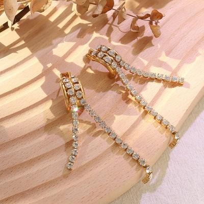 China 2022 Trendy U Fashion 18K Real Gold Plated Stainless Steel Zircon Jewelry Stud Earrings For Women Tennis Jewelry Accessories For Teens for sale