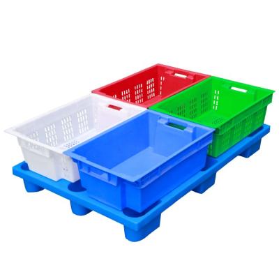 China Solid Box Meat Industry Daily Using Food Grade Nested Plastic Meat And Poultry Processing Product Crate for sale