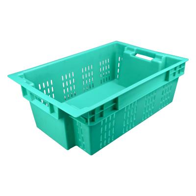 China 100% Solid Box Food Grade Stacked And Nested Plastic Meat Transport Crate For Meat Moving And Storage for sale