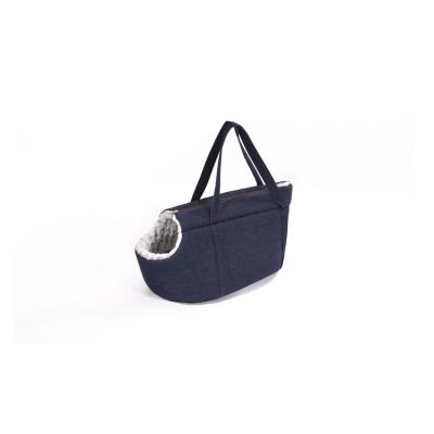 China Sustainable Cost Effective Comfortable Denim Portable Pet Carrier Bag for sale