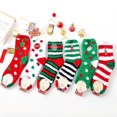 China 2021 Christmas Atmosphere Christmas Christmas Blows Knitted Thick Fleece Coral Socks Christmas Stocking Towel for sale