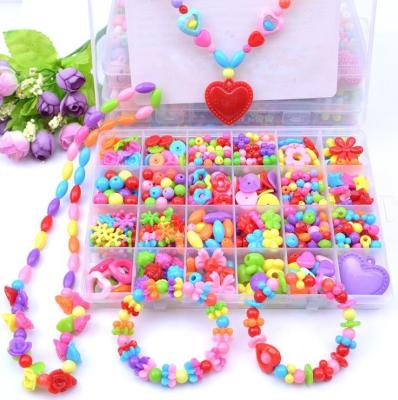 China Creative Fuuny Children Beads Toy Girl Diy Handmade Wear Bead Necklace Set for sale