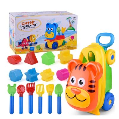 China ABS Summer Toys Shovels Luggage Wheelbarrow Sand Tools Beach Playset Toy For Kids for sale