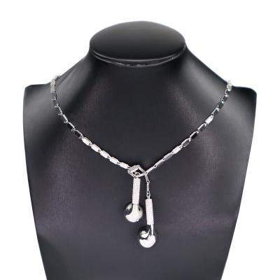 China CLASSIC Customized New Silver Personalized Earphones Zircon Necklace Women Trendy Pendant 925 Jewelry Necklace for sale