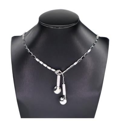 China Hot Selling CLASSIC Personalized Earphones Zircon Jewelry Fashionable Women's Fine Pendant Necklace 925 Silver Necklace for sale