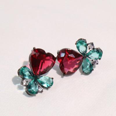 China Vintage Ladies Party Fashion Jewelry Boho Crystal Flower Jewelry Vintage Flower Earrings Women's Day Date Gift for sale