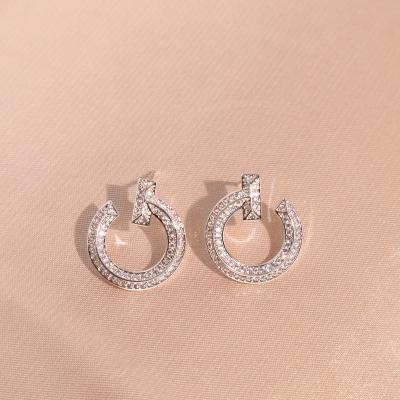 China Vintage Ladies Shape New Design Custom Ladies Holiday Jewelry Circle Earrings Round Zirconia Earrings Accessories Ladies for sale