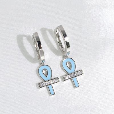 China Sterling Silver Jewelry Cross Hip Earrings Custom Party Hops Unisex Color Vintage Pattern Earrings for sale