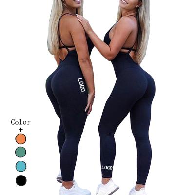 China 2021 Workout Wear Breathable Custom Yoga One Piece Jumpsuit And Sleeveless Yoga Suit Yoga Fitness Set for sale