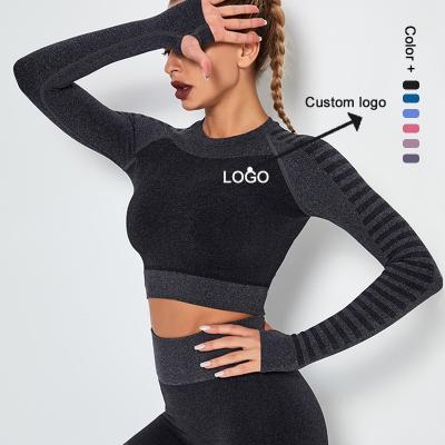 China Antibacterial Custom Seamless Long Sleeve Crop Top Yoga Workout 2020 Fitness for sale