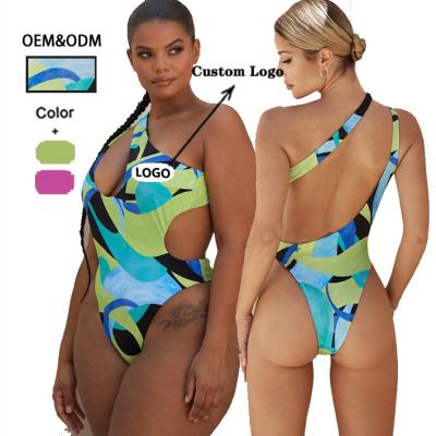 China 2021 breathable new one piece tummy control swimwear one shoulder bikini swimwear graphic designer for sale