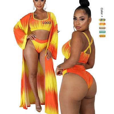 China Custom African Print 3Piece Bikini Anti-UV New Swimwear And Swimwear With Frontage 2020 for sale