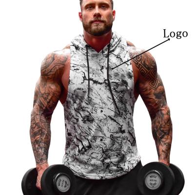 China Logo Sportswear Mens Workout Tank Custom Made Antibacterial Tye Dye Sleeveless Hoodies for sale