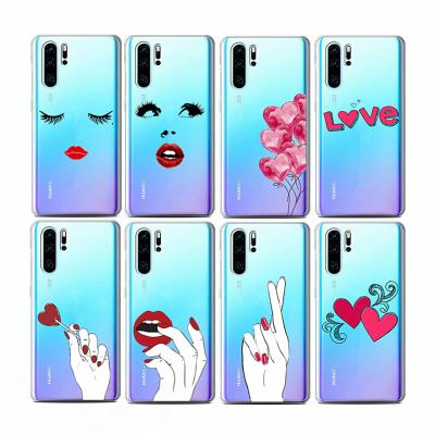 China Lightweight Love Heart Custom Lips Design Soft Clear TPU Cell Phone Case For HUAWEI P30 pro for sale