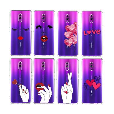 China 100% Custom Phone Case Eco-friendly Love Heart Lips Design Clear TPU Cell Phone Case For OPPO0 RENO 10X ZOOM for sale