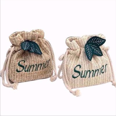 China Fashion Summer Vintage Beach Straw Bag 2021 Cute Bucket Bag Embroidery Printing Shoulder Bags For Women for sale