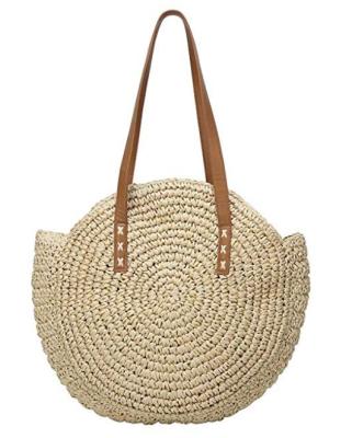 China Straw Woven Beach Bag Vintage Handmade Bohemian Casual Bags 2021 Fashion Round Shoulder Raffia Rattan Bag Summer Vacation for sale