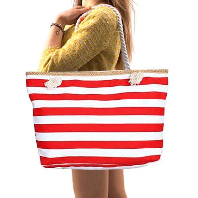 China Fashion extra large beach bag tote striped 2021 waterproof straw bags handbag with rope handles for sale