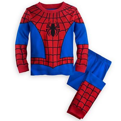 China Moco 2021 Hot Selling 100% Cotton Breathable Soft And Warm Spider Man Cartoon Pajamas Night Wearing For Kids for sale