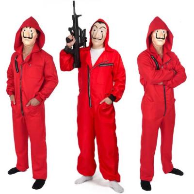 China From Kids Size To Adult Size Heist Red Overalls Costume Group Unisex Couples Party Halloween Jumpsuit Mask Cosplay Full Set For Adult Teen Women Men for sale