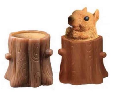 China 2022 Viable Hot Sale Squirrel Cup Silicone Desk Evil Squeeze Toys Tree Stump TPR Trigger for Kids and Adults Cute Pet Pinch Toy for sale