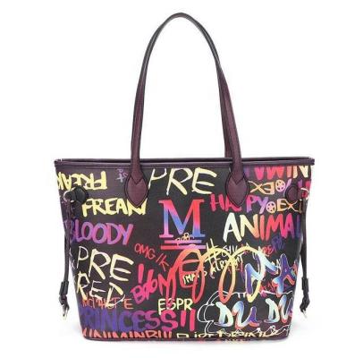 China 2022 New Fashion Design PU Beauty Graffiti Purse Shoulder Bags Women Handbags Ladies for sale