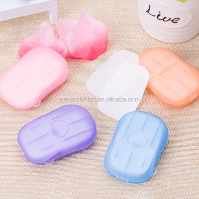 China 2022 New Trend Portable Disposable 20pcs Basic Cleaning Handing Soap Sheets Case Washing Paper Box for sale