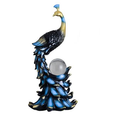 China Contemporary European Home Decoration Peacock Bird Ornaments For Resin Craft Bedroom Home Ornaments for sale