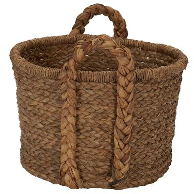 China Large Sustainable Wicker Floor Storage Basket With Woven Handle Tan for sale