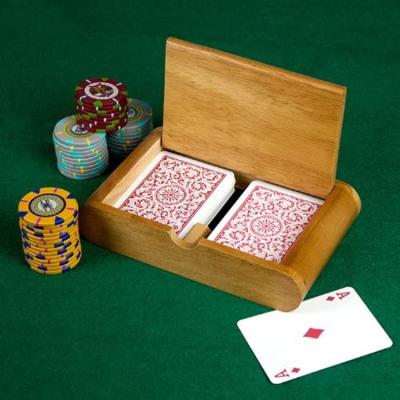 China Handmade wooden storage box with lid - birch wood, 2 deck wooden card box (poker and deck size), wooden card holder for sale