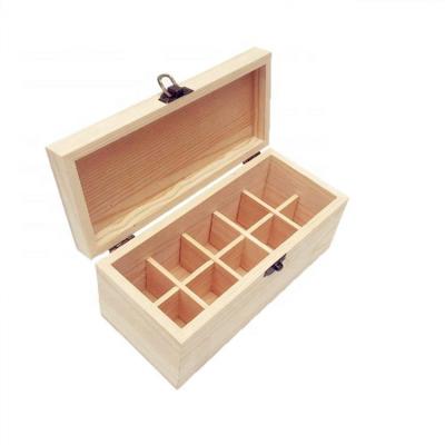 China Handmade essential oils storage wooden box with 10 slots for 30ml bottles for sale