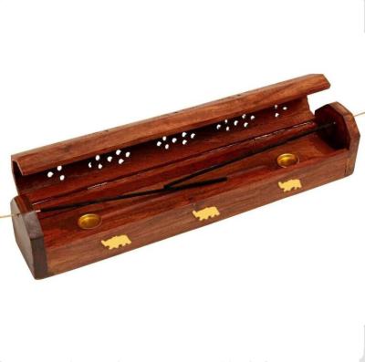 China China Laser Engraving Solid Wood Censer With Brown Color for sale