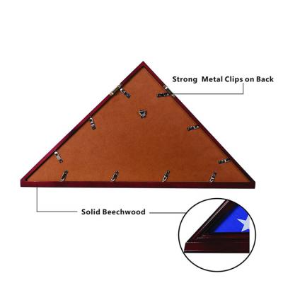 China Toy Custom Shaped Handmade Triangle Shaped Wooden Flag Box US Flag Display Box for sale