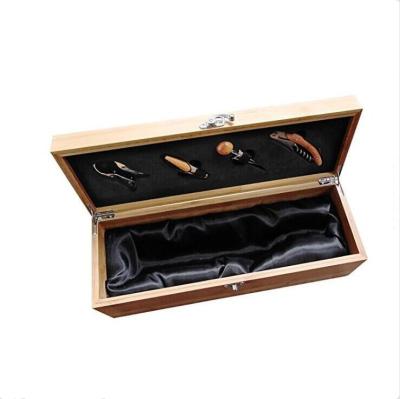 China China Bamboo Wine Gift Packaging Box With Opener For Single Bottle for sale