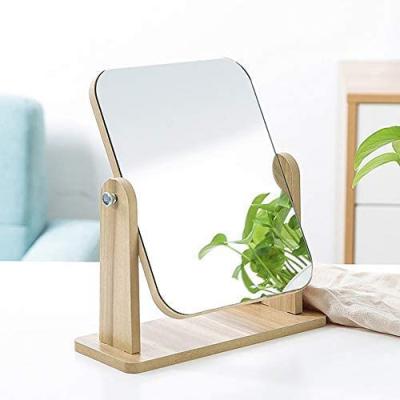 China Europe Desktop Mirror, Wooden Mirror 360 Degree Portable Adjustable Table Desk Mirror Bathroom Salon Shaving Makeup Mirror for sale